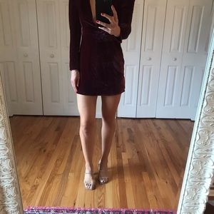 Burgundy Velvet Mini Dress